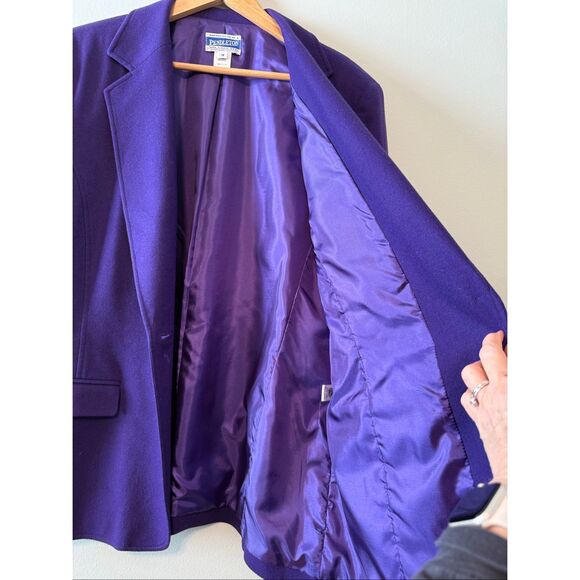 Vintage Pendleton Women's Size 18 100% Wool Blazer Jacket Bright Purple Daphne - Picture 8 of 13